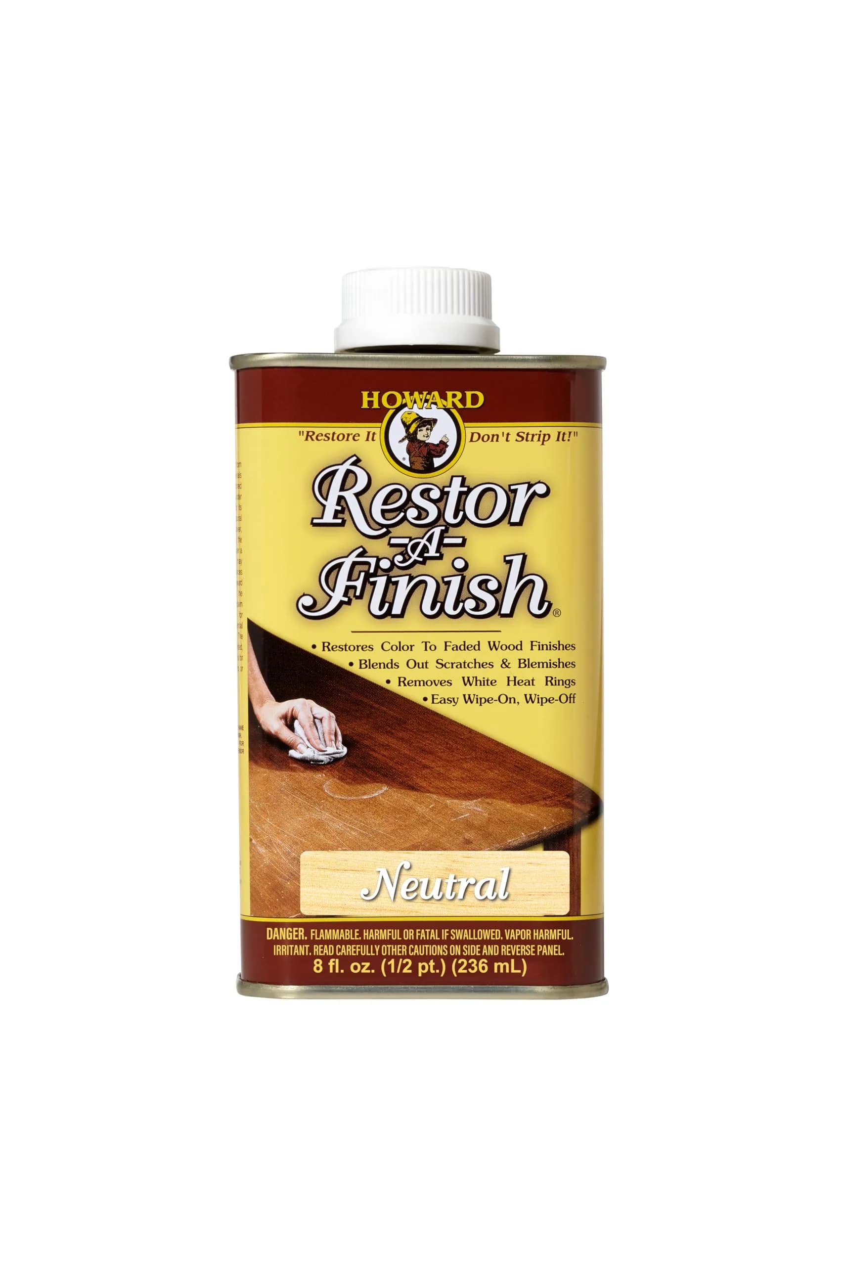 Howard Restor-A-Finish Neutral 8 oz | Wood Finish Restorer & Blemish Blending