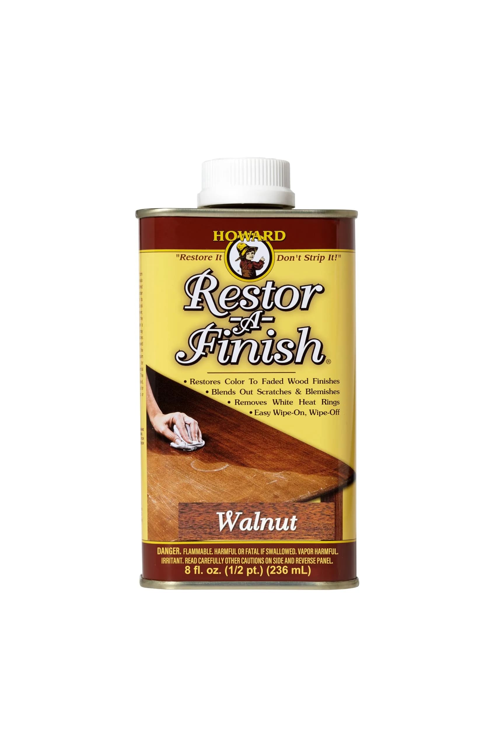 Howard Restor-A-Finish Neutral 8 oz | Wood Finish Restorer & Blemish Blending — Walnut / 8 oz