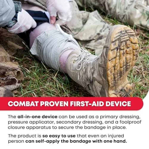 Ever Ready First Aid Israeli Compression Bandage 6" Black | Hemorrhage Control & Trauma Dressing thumbnail 4