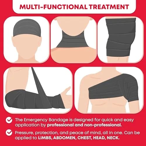 Ever Ready First Aid Israeli Compression Bandage 6" Black | Hemorrhage Control & Trauma Dressing thumbnail 5