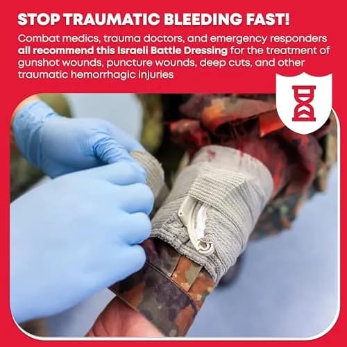 Ever Ready First Aid Israeli Compression Bandage 6" Black | Hemorrhage Control & Trauma Dressing thumbnail 2