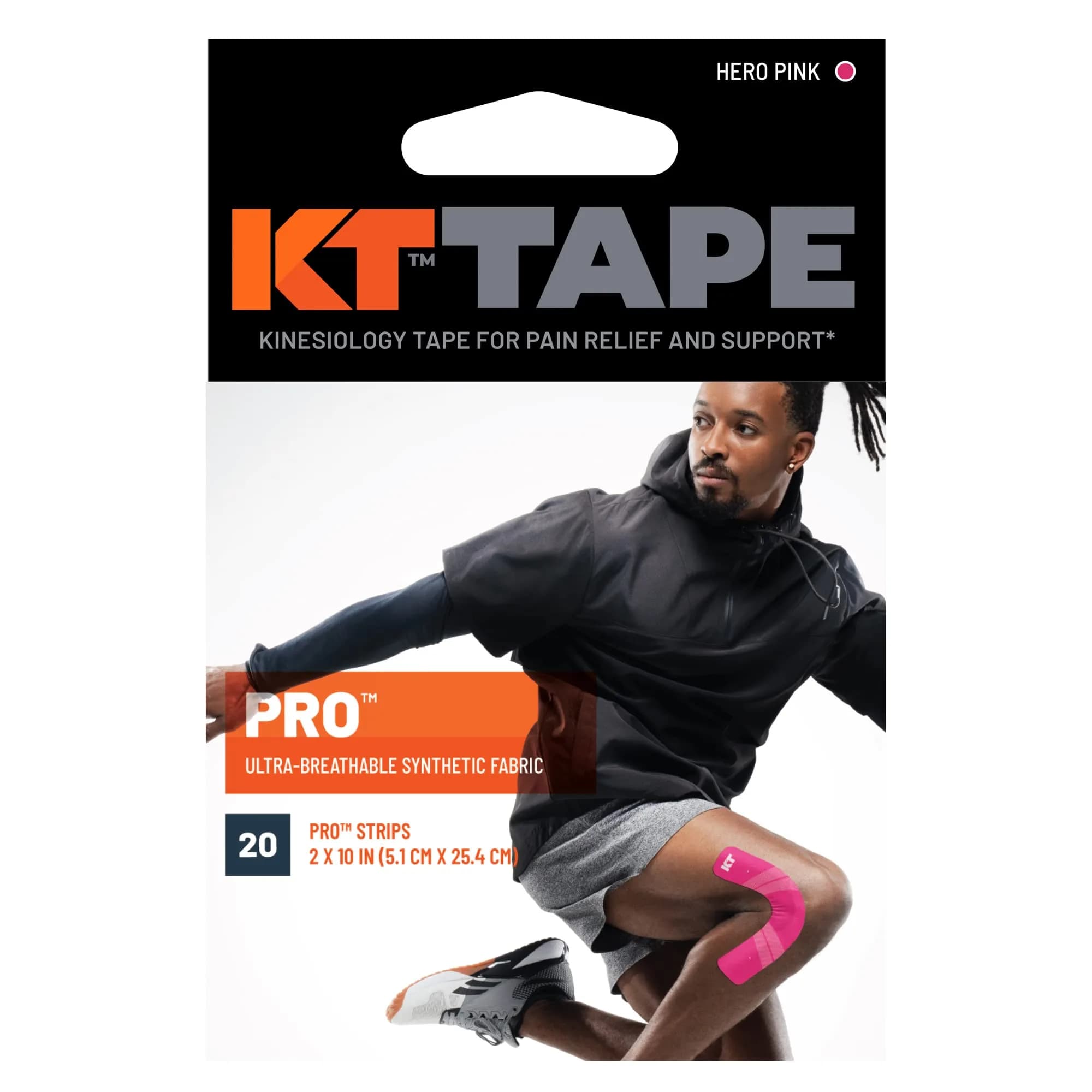 KT Tape Pro Synthetic Kinesiology Athletic Tape 20 Precut Strips 10" x 2" Hero Pink | Support for Muscles & Joints - view 6