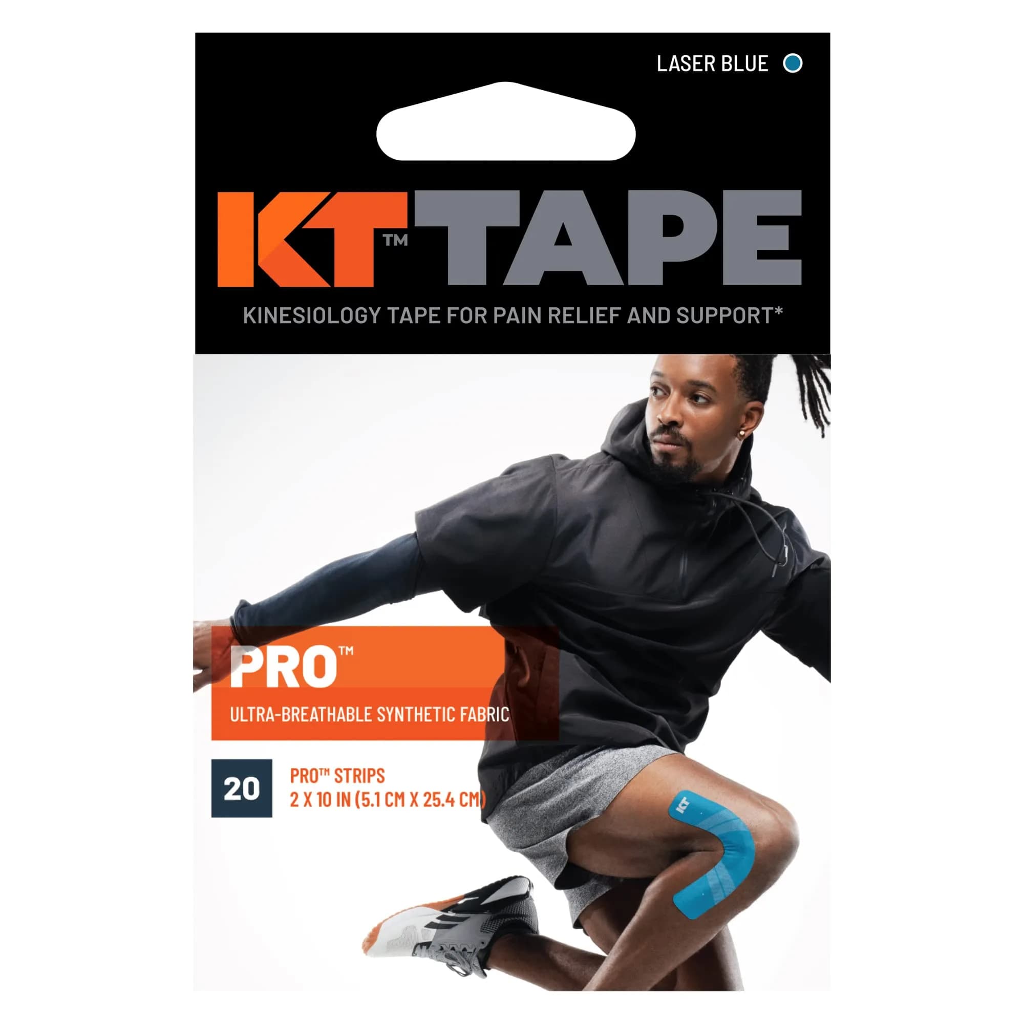 KT Tape Pro Synthetic Kinesiology Athletic Tape 20 Precut Strips (10" x 2") Laser Blue | Strong Support for Muscles & Joints - view 6