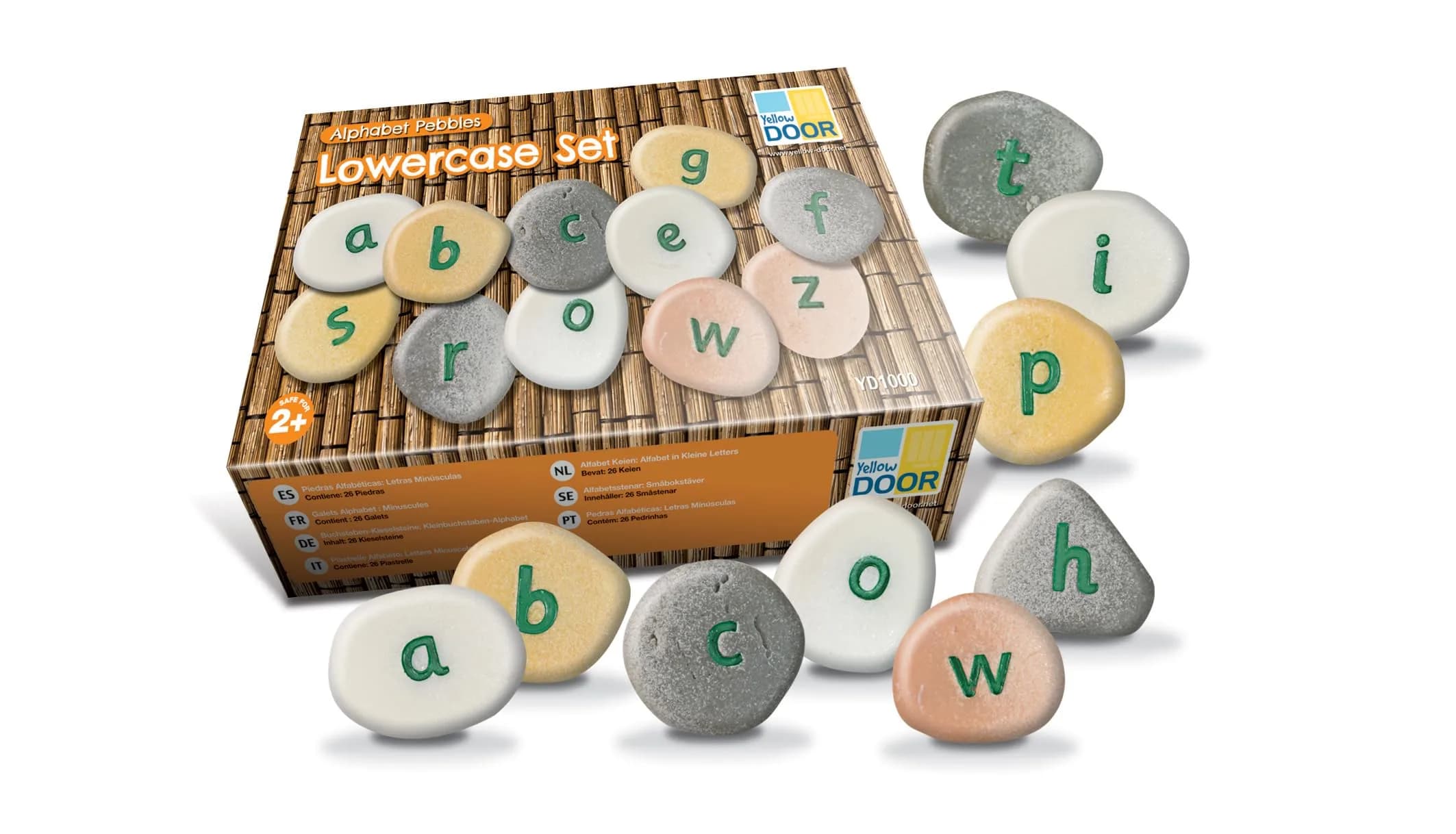 Yellow Door YD-10 Alphabet Pebbles - Lowercase, Kindergarten to Grade 3, 5" H, 3" L, 3" W | Educational Learning Toy — Yellow