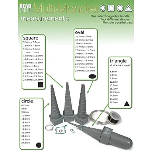 The Beadsmith Mandrel 4X Wire Wrapping Set with Interchangeable Handle | 4 Shapes, 48 Sizes, Jewelry Forming Tool thumbnail 7