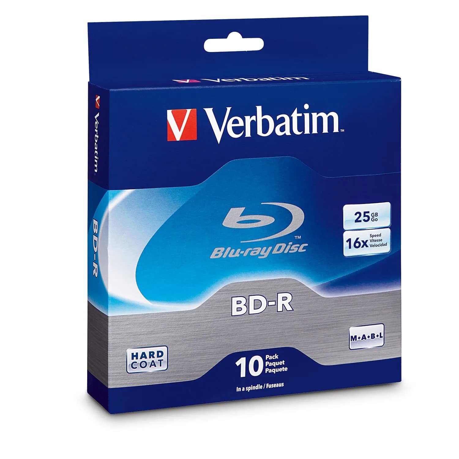 Verbatim BD-R 25GB 16X Blu-ray Recordable Discs with HardCoat, 10 Pack | 68.5 Minute Audio Recording - main product image
