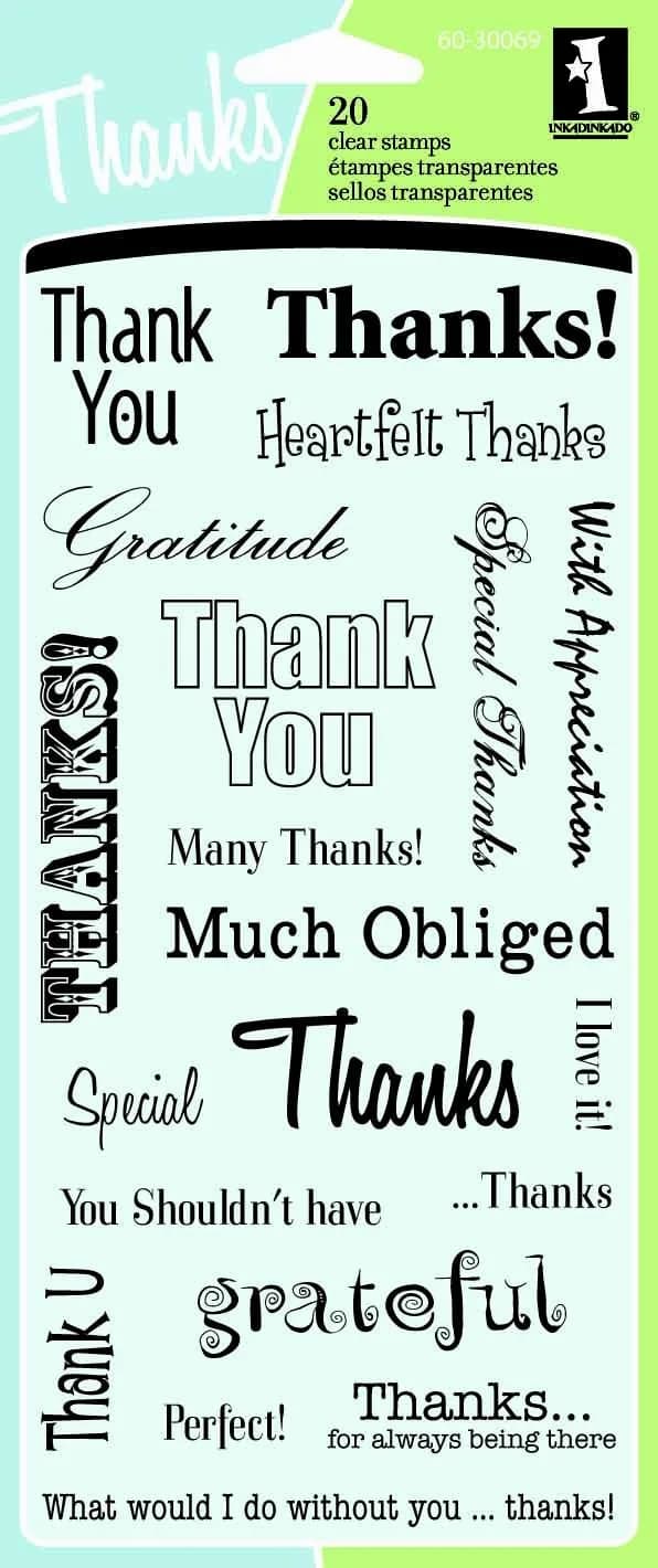Inkadinkado Thank You Clear Stamp Set, 20 pc | Reusable Gratitude Messages for DIY Cards