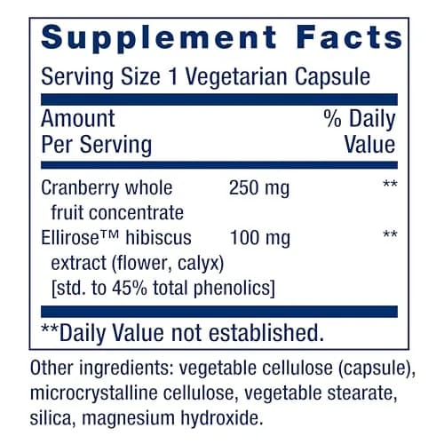 Life Extension Optimized Cran-Max® Cranberry Whole Fruit Concentrate with Hibiscus Extract 60 Capsules | Supports Female Urinary Tract Health thumbnail 3