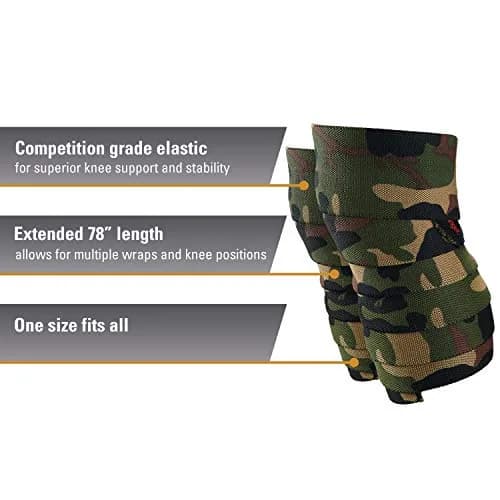 Harbinger Red Line 78-Inch Knee Wraps for Weightlifting (Pair), Camo | Support & Stability for Heavy Lifting thumbnail 2