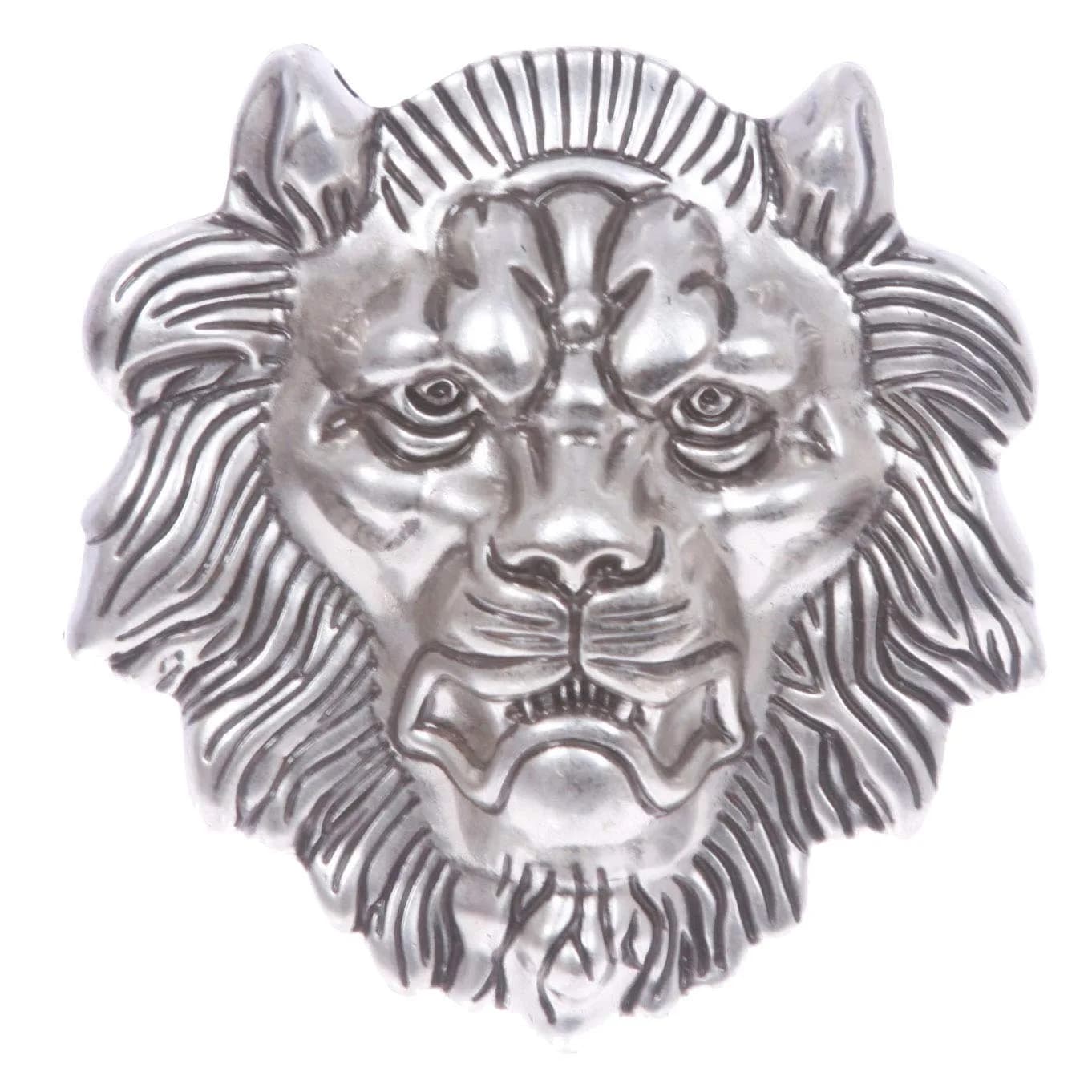 Beltiscool Lion Belt Buckle Silver, 8.3cm (3.25") X 8.9cm (3.5") | Standard Swivel Back — Silver