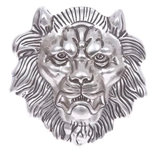 Beltiscool Lion Belt Buckle Silver, 8.3cm (3.25") X 8.9cm (3.5") | Standard Swivel Back thumbnail 1