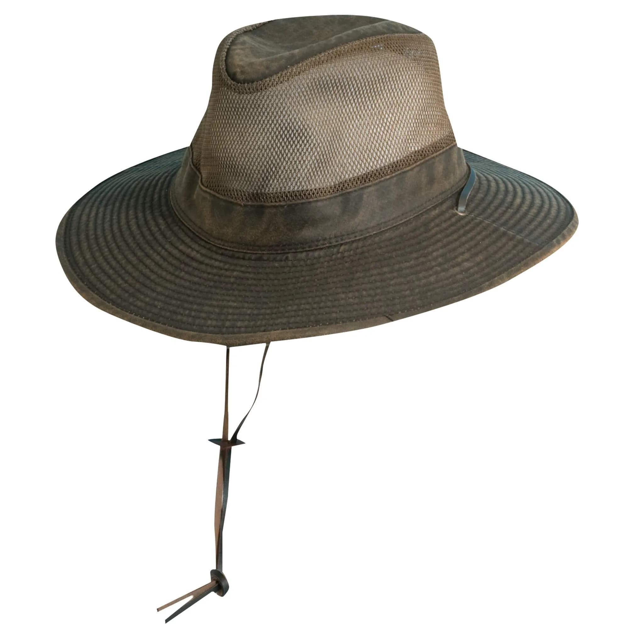 Dorfman Pacific Weathered Cotton Big Brim with Mesh Men’s Sun Hat | Adventure-Ready, Ventilated & Durable - main product image
