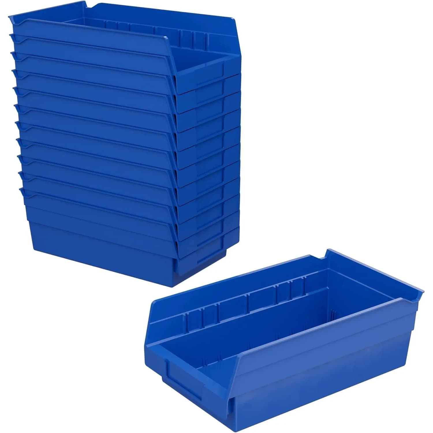 Akro-Mils Blue Plastic Shelf Bins 3785 ml (12 x 6.5 x 4 inches) | Heavy Duty Storage for Garage, Kitchen, Closet Organization