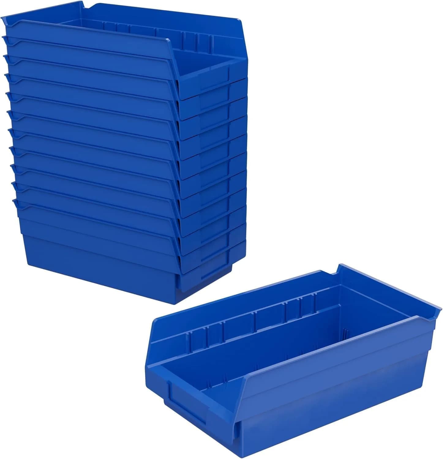 Akro-Mils Blue Plastic Shelf Bins 3785 ml (12 x 6.5 x 4 inches) | Heavy Duty Storage for Garage, Kitchen, Closet Organization — Blue