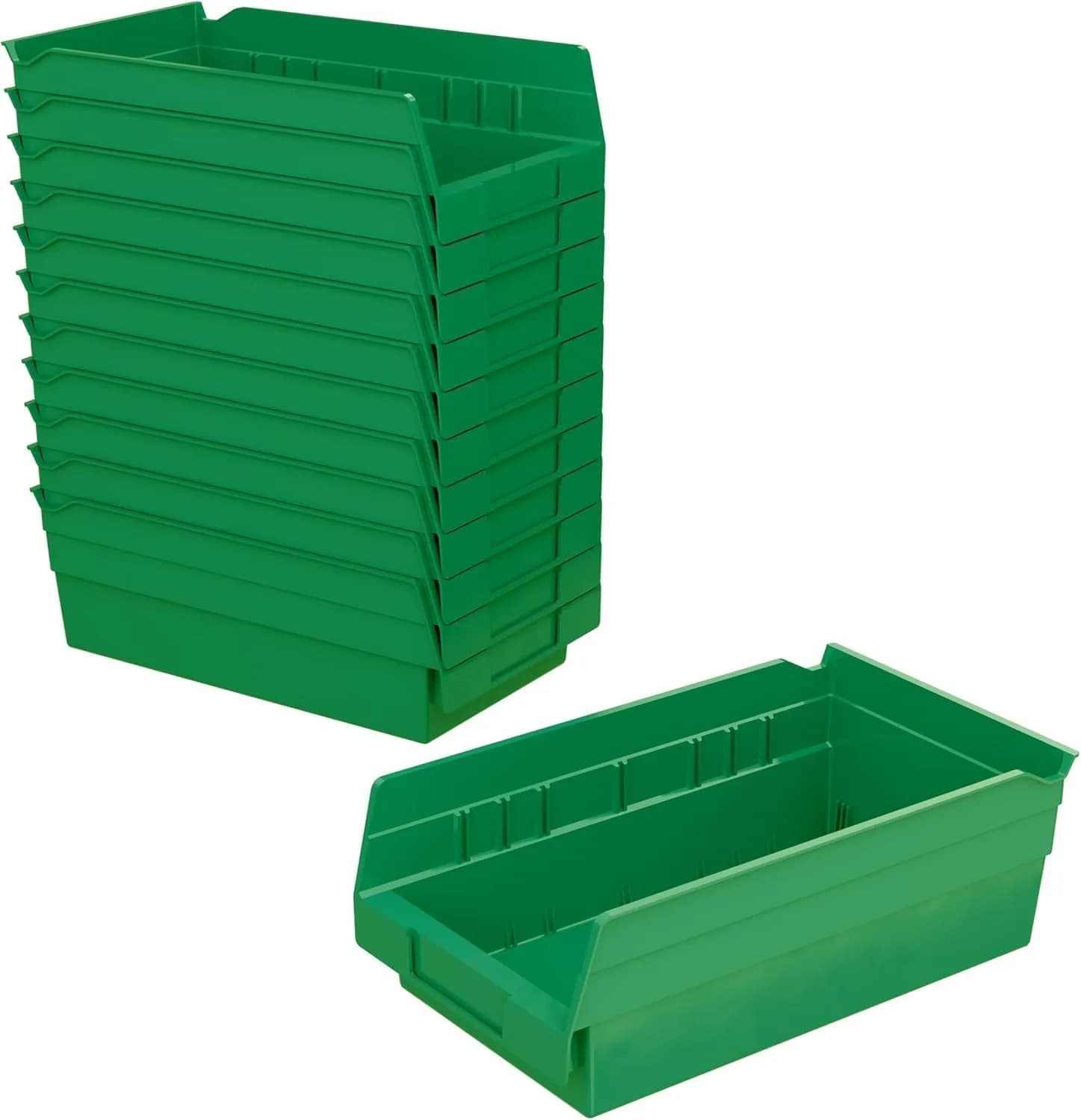 Akro-Mils Green Plastic Shelf Bins 12-Pack, 19.7 L (0.23 cu ft) | Heavy Duty Storage for Kitchens & Garages - main product image