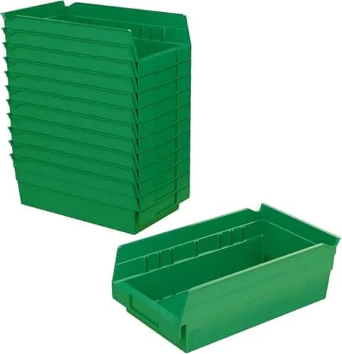 Akro-Mils Green Plastic Shelf Bins 12-Pack, 19.7 L (0.23 cu ft) | Heavy Duty Storage for Kitchens & Garages thumbnail 1