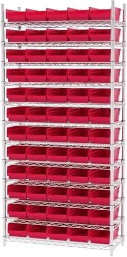 Akro-Mils Heavy Duty Plastic Shelf Bins 12" x 6.5" x 4" Red (12-Pack) | Industrial Grade Polymer Storage Containers thumbnail 6