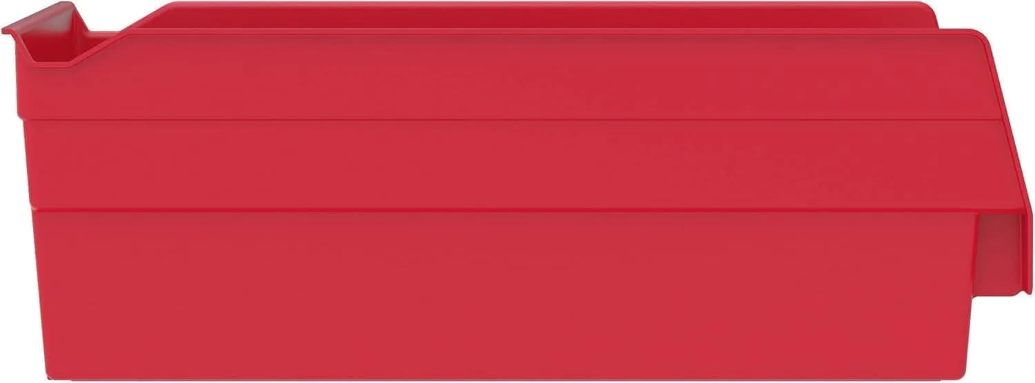 Akro-Mils Heavy Duty Plastic Shelf Bins 12" x 6.5" x 4" Red (12-Pack) | Industrial Grade Polymer Storage Containers - view 7