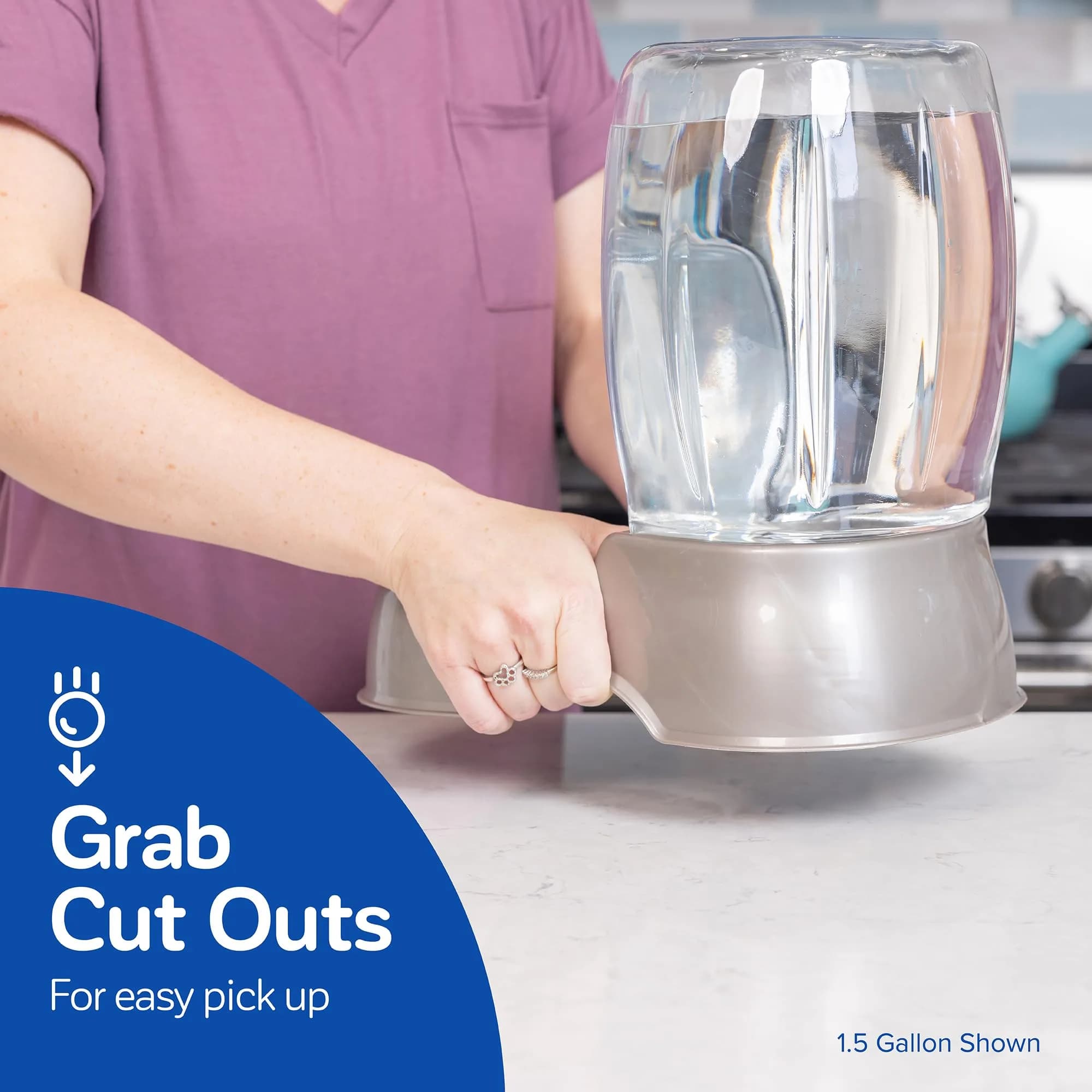 Petmate Pet Cafe Water Dispenser XS 0.95L (0.25 GAL) Pearl Ash Blue | Gravity-Fed Waterer for Cats & Dogs - view 5