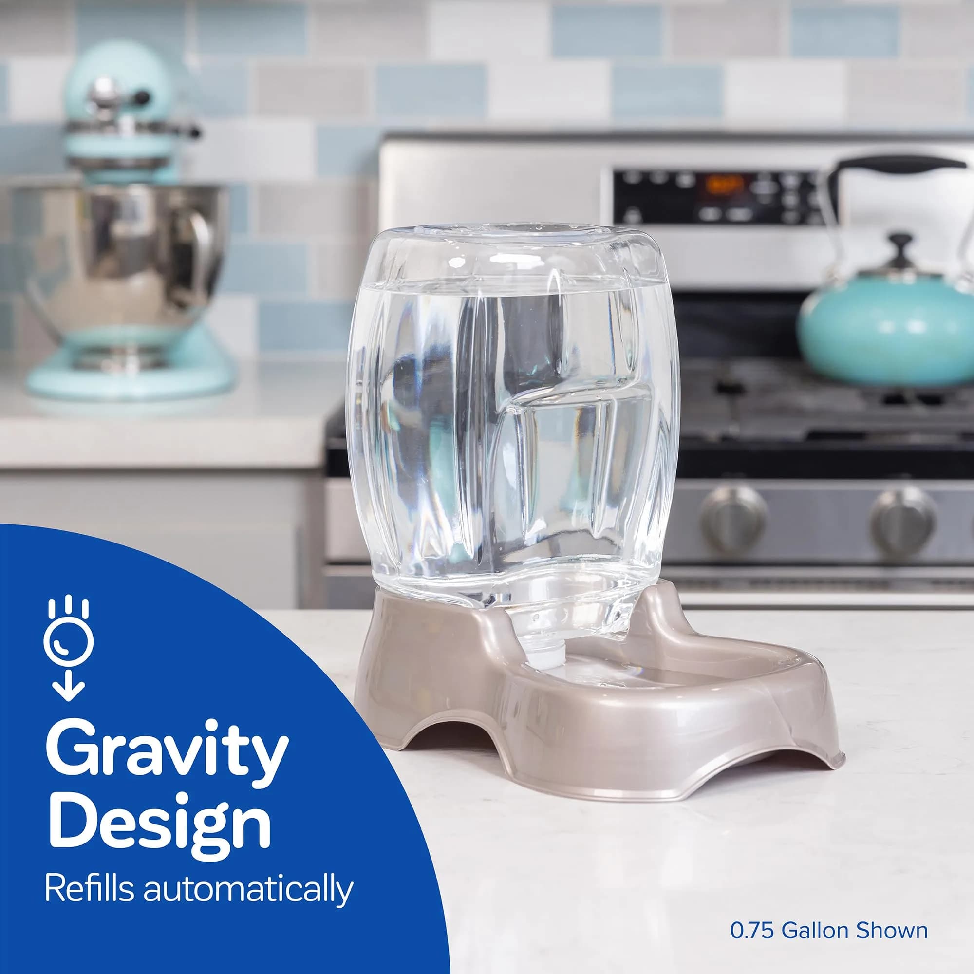 Petmate Pet Cafe Water Dispenser XS 0.95L (0.25 GAL) Pearl Ash Blue | Gravity-Fed Waterer for Cats & Dogs - view 2