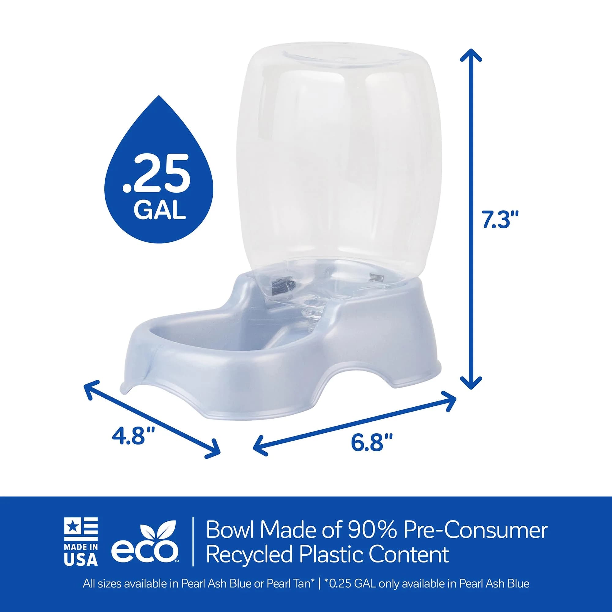 Petmate Pet Cafe Water Dispenser XS 0.95L (0.25 GAL) Pearl Ash Blue | Gravity-Fed Waterer for Cats & Dogs - view 3