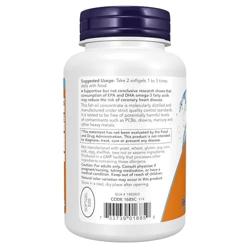 NOW Omega-3 Mini Gels 180 Softgels | Molecularly Distilled Fish Oil for Heart Support thumbnail 3