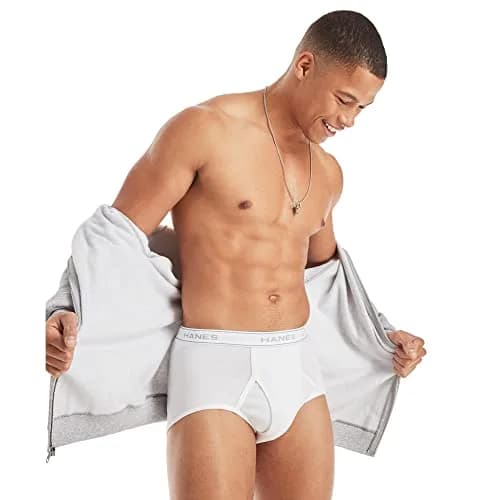 Hanes Cotton Briefs XL | Breathable, Tagless, Full-Cut Comfort in White thumbnail 4