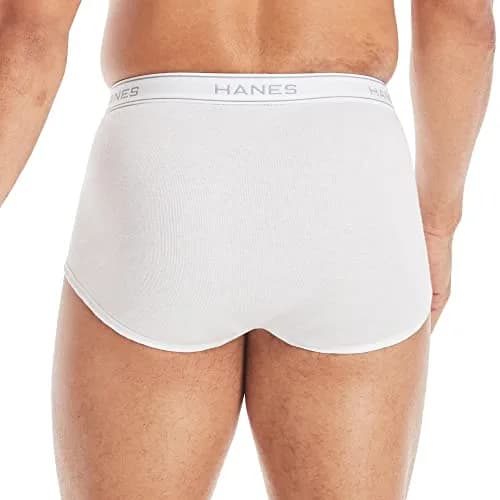 Hanes Cotton Briefs XL | Breathable, Tagless, Full-Cut Comfort in White thumbnail 3