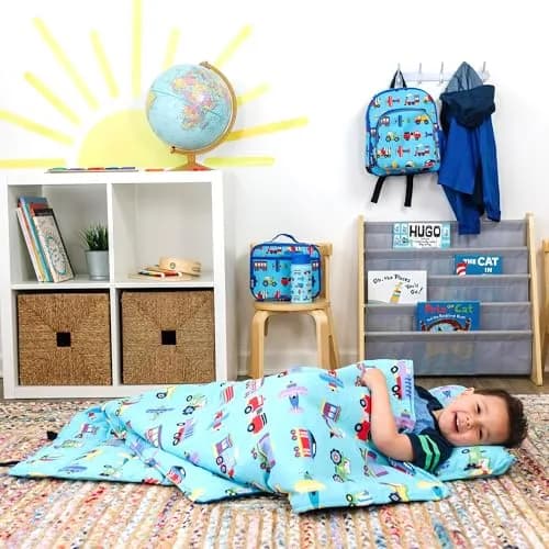 Wildkin Nap Mat with Pillow and Blanket | Preschool Rest Mat, Trains, Planes, Trucks (One Size) thumbnail 6