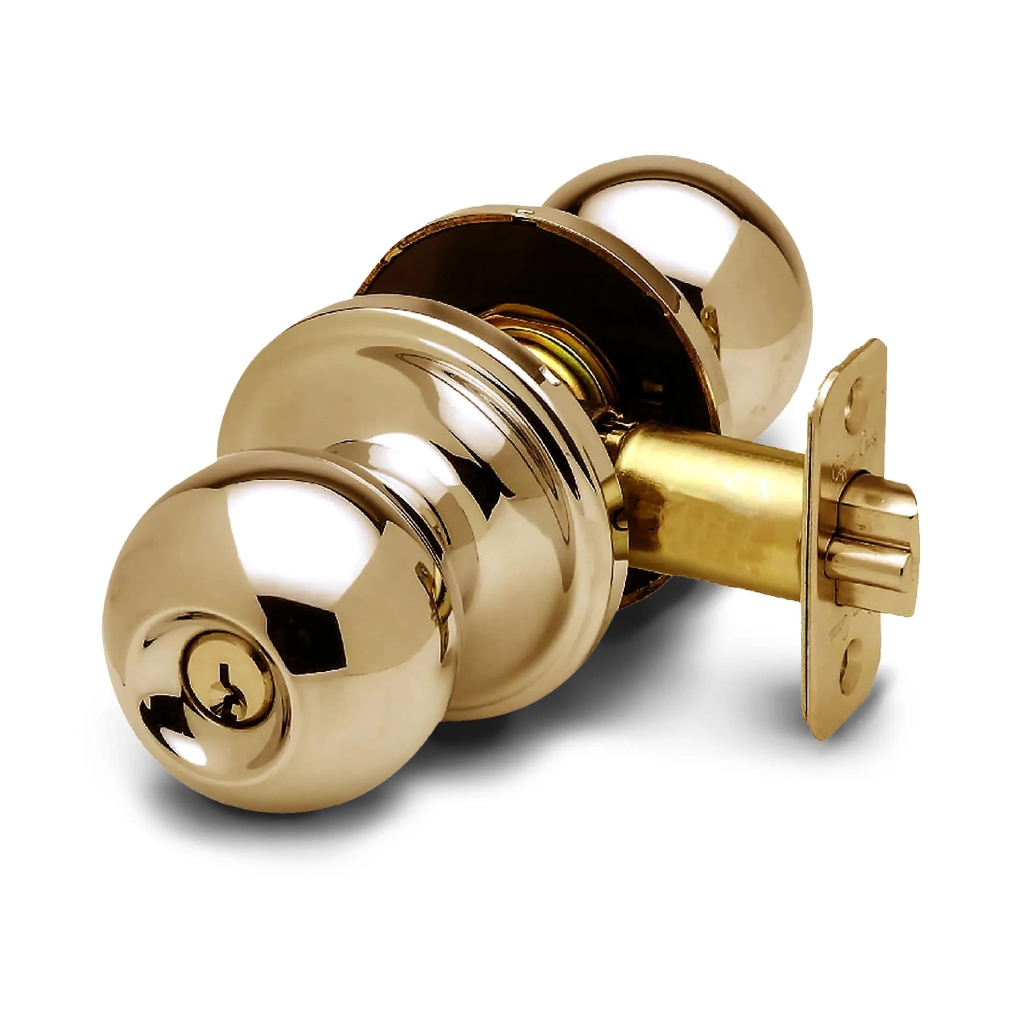 Copper Creek Entry Door Knob – Keyed Entry Handle with Lock and Key, ANSI Grade-3 Certified, DIY-Friendly Install for Interior and Exterior Doors – Polished Brass (1 Pack)