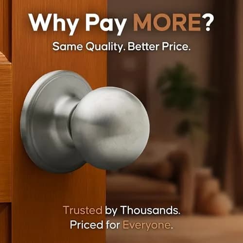 Copper Creek Passage Interior Door Knob – ANSI Grade-3 Certified, Heavy Duty Handle, Easy Install, Reversible, Satin Stainless (1 Pack) thumbnail 6