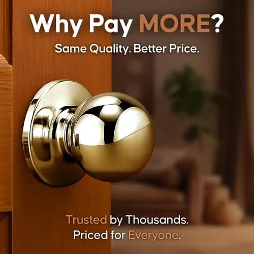 Copper Creek Passage Interior Door Knob – ANSI Grade-3 Certified, Heavy Duty Handle, Easy Install, Reversible, Polished Brass (1 Pack) thumbnail 6