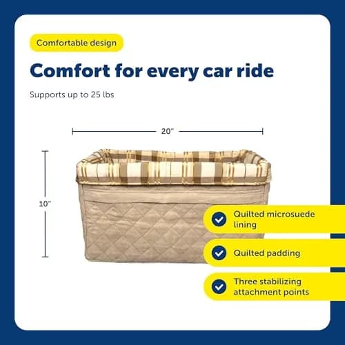 PetSafe Happy Ride Quilted Booster Seat - Dog Booster Seat for Cars, Trucks and SUVs - Easy to Adjust Strap - Durable Padded Liner is Machine Washable and Easy to Clean - Large thumbnail 5