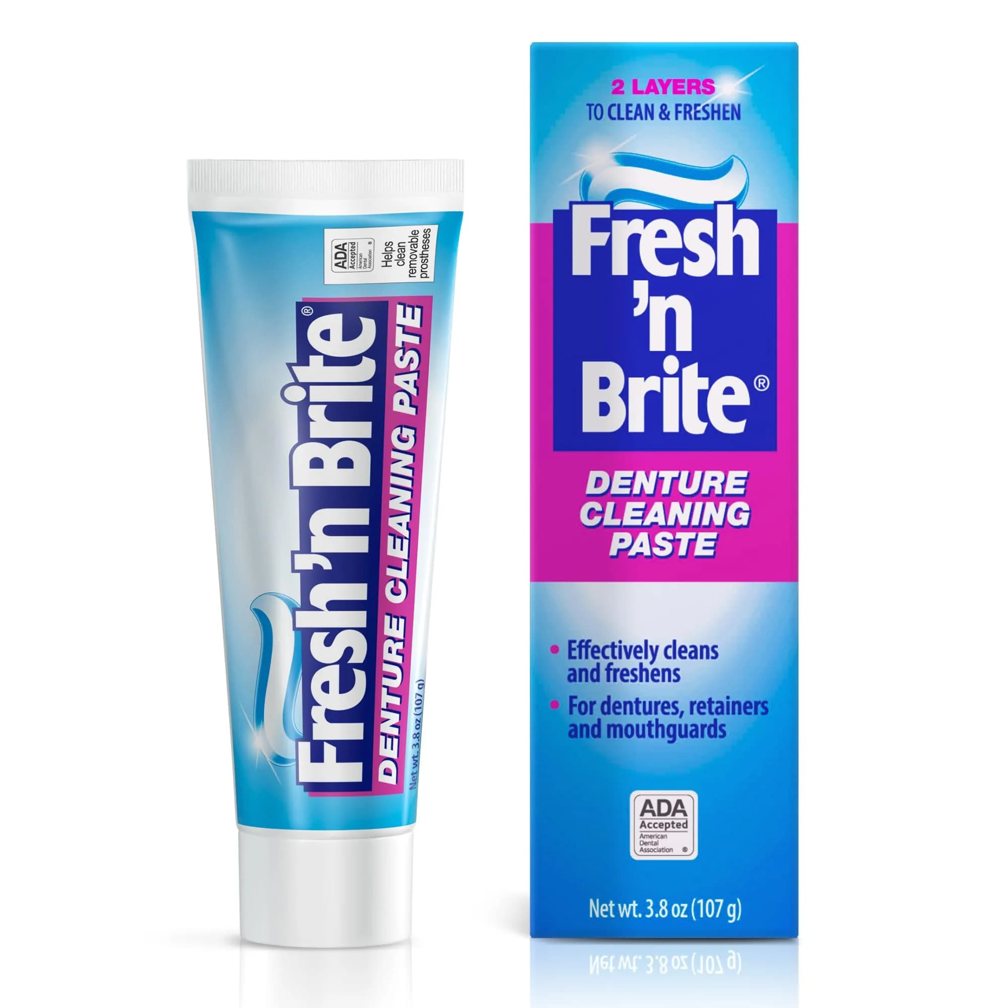 Fresh 'n Brite Denture Cleaner Paste 107.2 g (3.8 oz) | ADA Accepted Dual Action Formula for Fresh Breath & Gentle Care — 3.8 Ounce