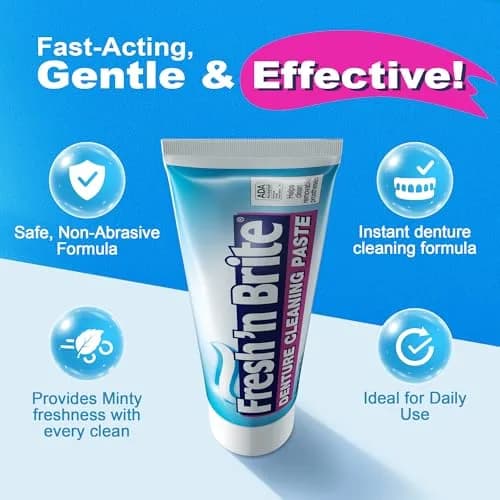 Fresh 'n Brite Denture Cleaner Paste 107.2 g (3.8 oz) | ADA Accepted Dual Action Formula for Fresh Breath & Gentle Care thumbnail 5