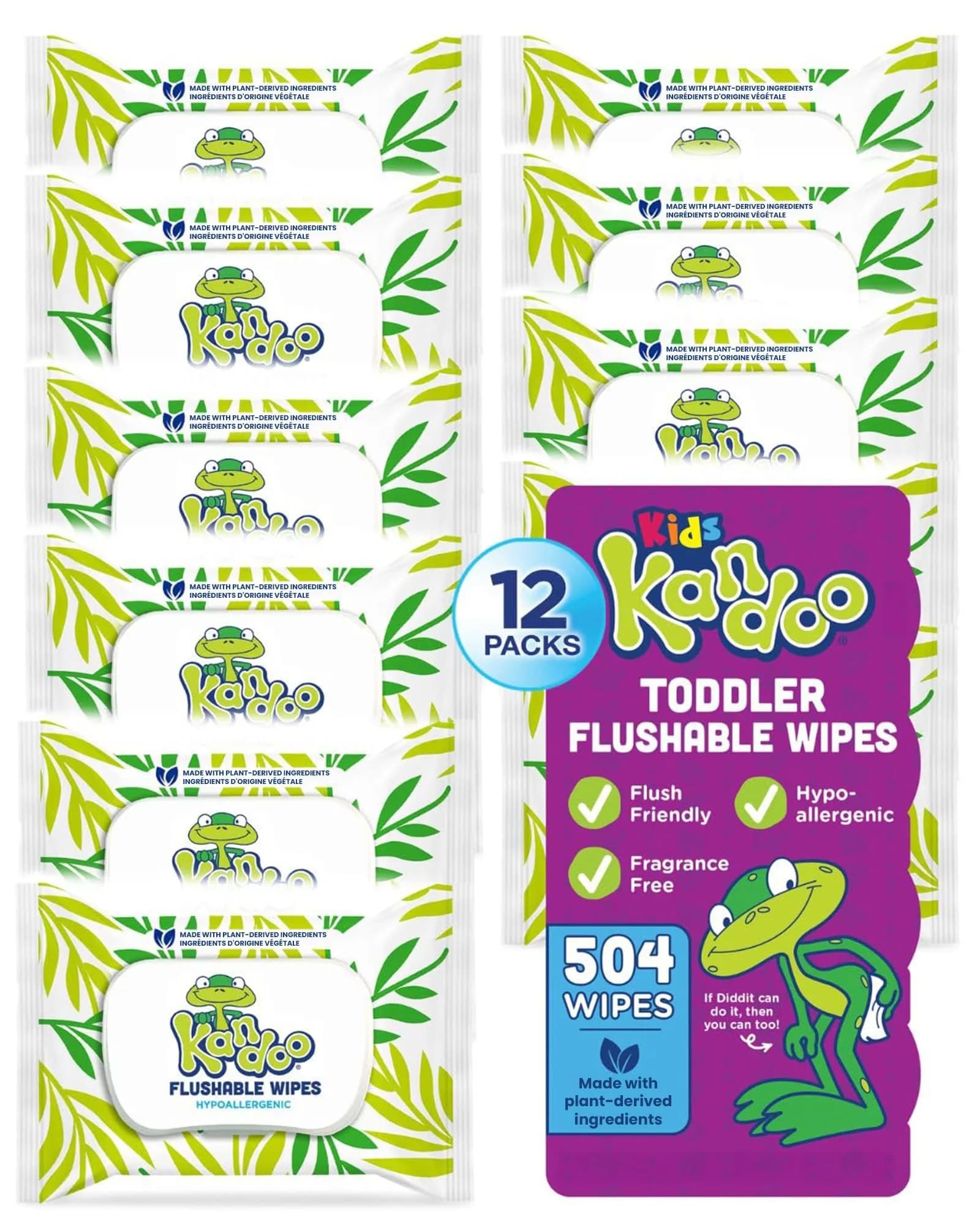 Kandoo Flushable Wipes for Baby & Kids 42 Count | Unscented, Hypoallergenic, Potty Training (42 count pack of 12)