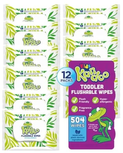 Kandoo Flushable Wipes for Baby & Kids 42 Count | Unscented, Hypoallergenic, Potty Training (42 count pack of 12) thumbnail 1