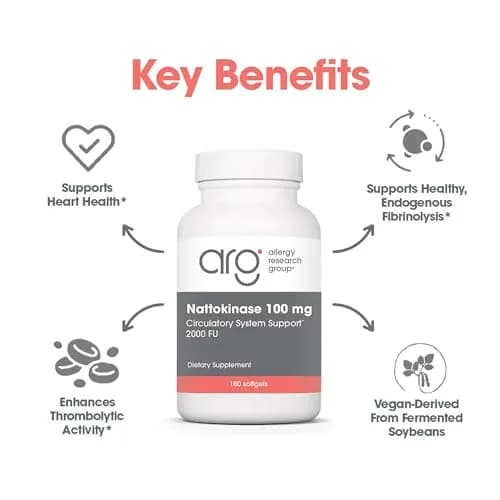 Allergy Research Group Nattokinase Supplement NSK-SD 2000 FU, 100mg | Supports Cardiovascular & Circulatory Health, 60 Softgels thumbnail 4