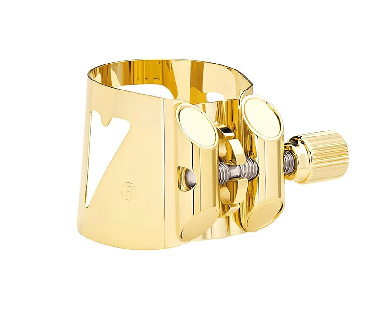 Vandoren LC06P Optimum Ligature and Plastic Cap for Soprano Saxophone Gilded with 3 Interchangeable Pressure Plates, Black thumbnail 2