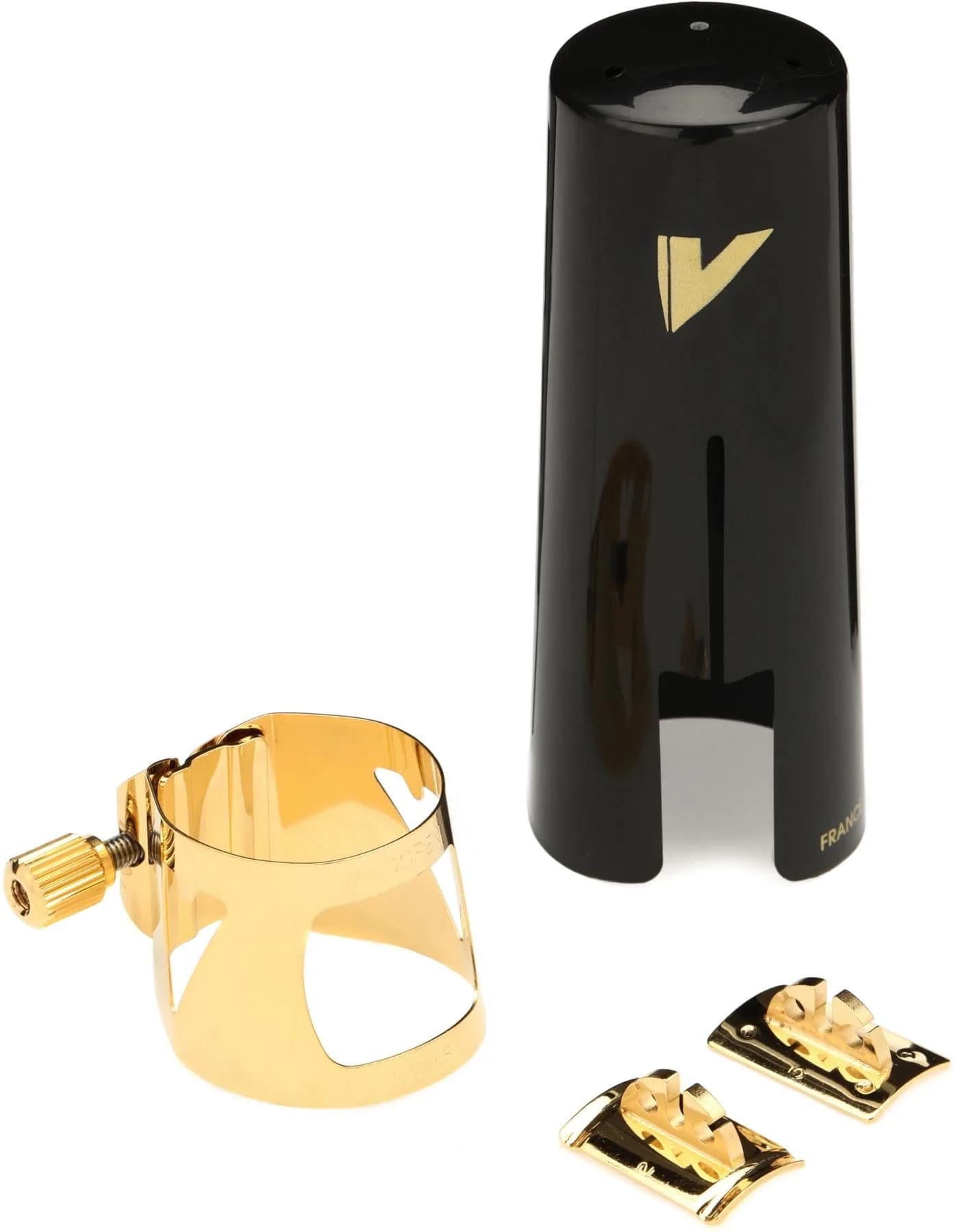 Vandoren Optimum Ligature and Plastic Cap for Eb Clarinet Silver Plated with 3 Interchangeable Pressure Plates | Quick Tightening & Freedom of Expression — Baritone Saxophone