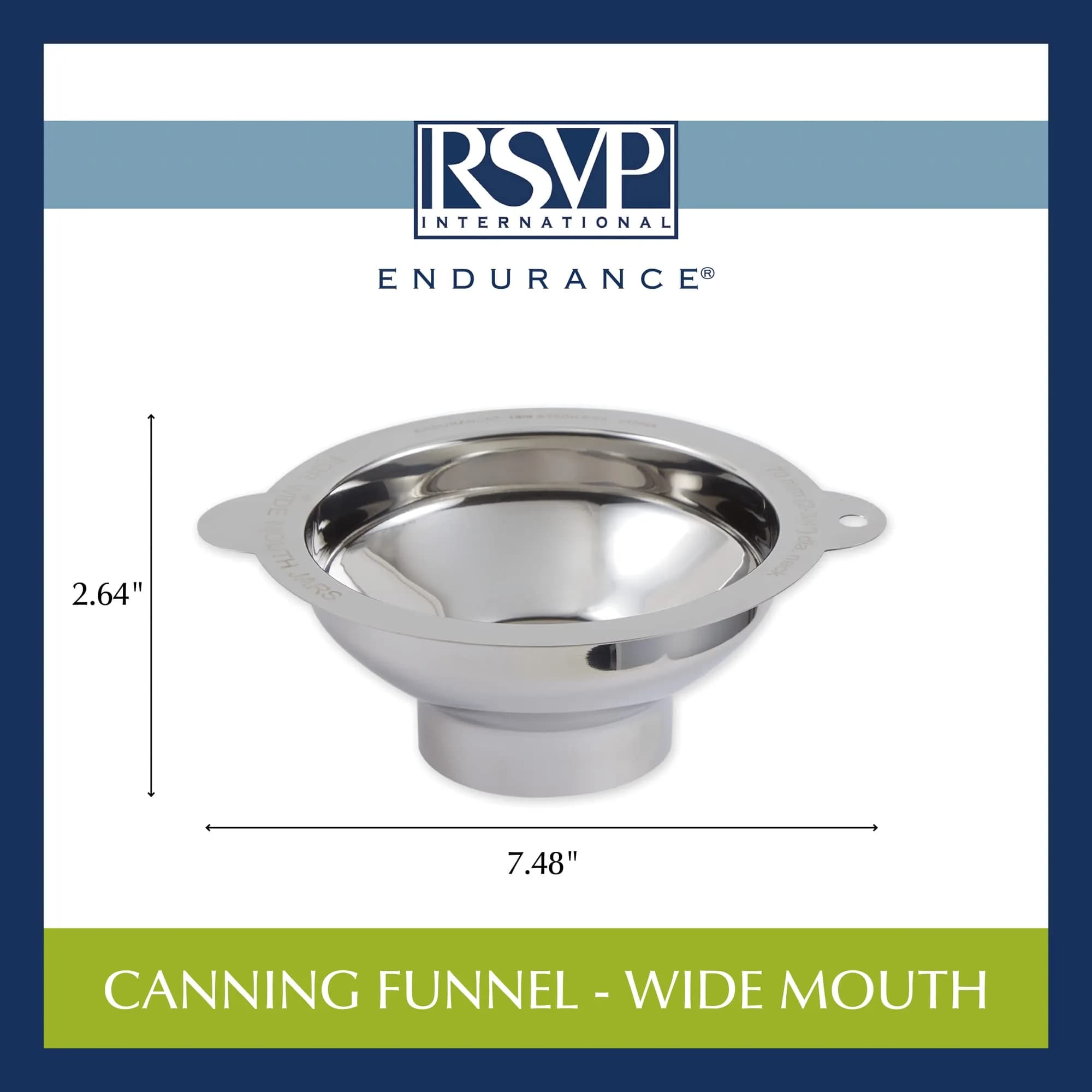 RSVP International Endurance Wide Mouth Canning Funnel 2.75" (7cm) | Non-Reactive 18/8 Stainless Steel - view 7