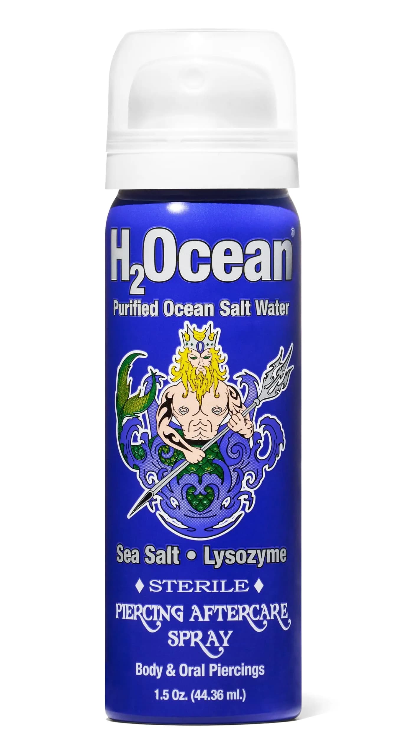 H2Ocean Piercing Aftercare Spray Blue Sea Salt 44ml (1.5 Fl Oz) | Sterile Saline Solution for Piercings — 2 Fl Oz