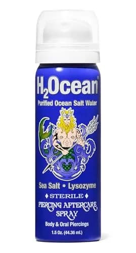 H2Ocean Piercing Aftercare Spray Blue Sea Salt 44ml (1.5 Fl Oz) | Sterile Saline Solution for Piercings thumbnail 1