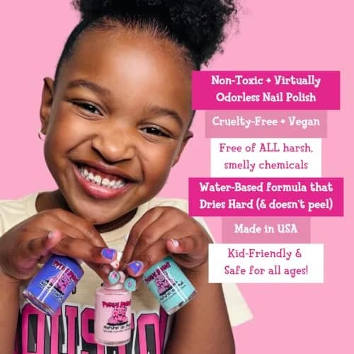 Piggy Paint Nail Polish, Non-Toxic, Natural, Vegan - Neon Pink Shimmer | Safe & Durable for Kids & All Ages thumbnail 5