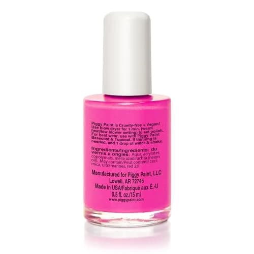 Piggy Paint Nail Polish, Non-Toxic, Natural, Vegan - Neon Pink Shimmer | Safe & Durable for Kids & All Ages thumbnail 2