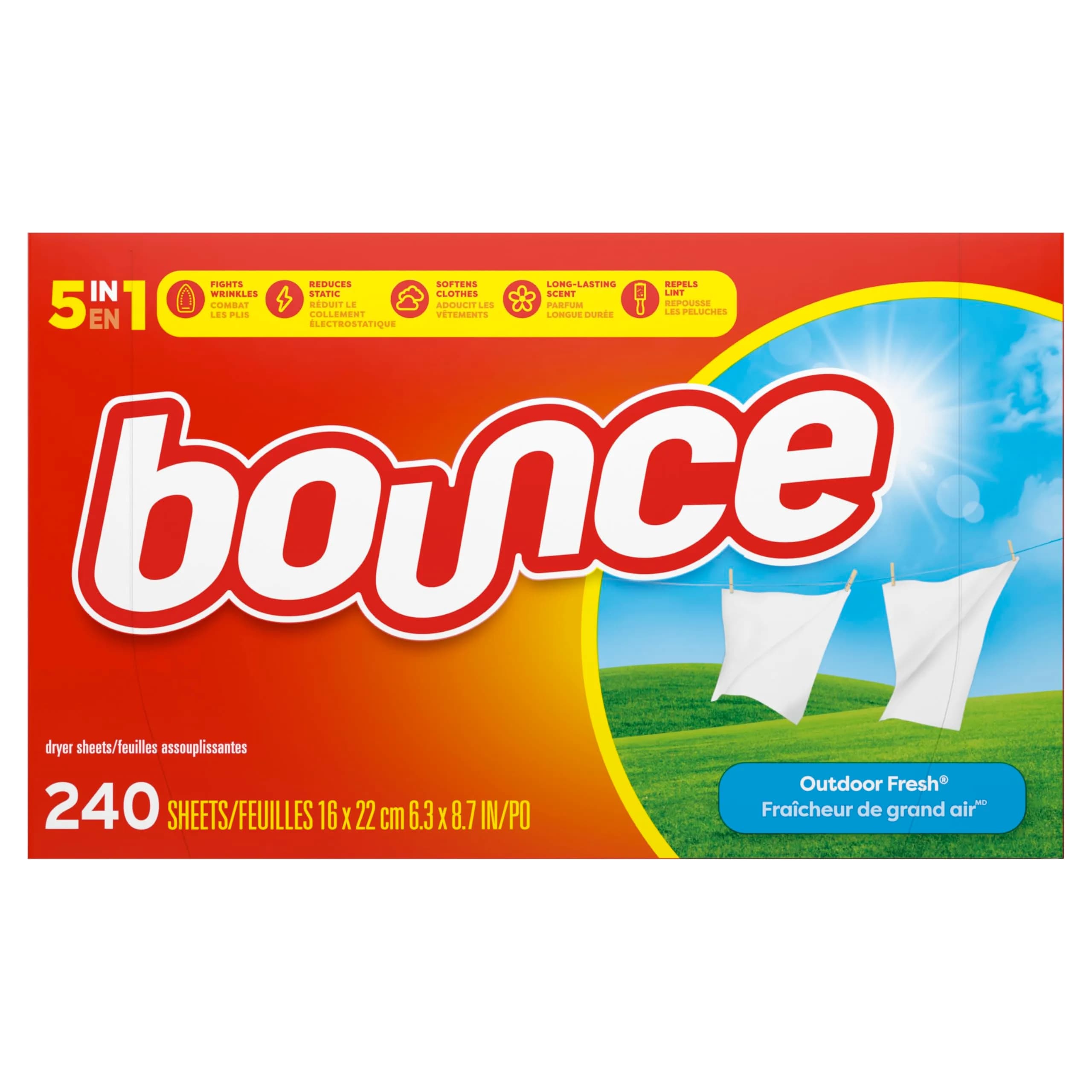 Bounce Outdoor Fresh Scent Fabric Softener Sheets 240 Count | Reduces Static & Wrinkles - view 7