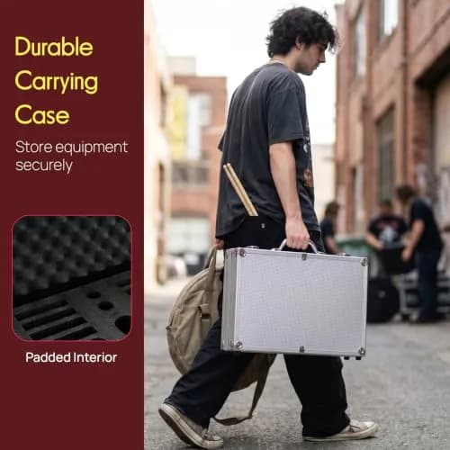 Pyle 7-Piece Wired Dynamic & Condenser Microphone Kit for Drums & Vocals | 50Hz-18kHz Frequency Response thumbnail 8