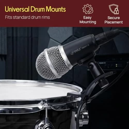 Pyle 7-Piece Wired Dynamic & Condenser Microphone Kit for Drums & Vocals | 50Hz-18kHz Frequency Response thumbnail 4