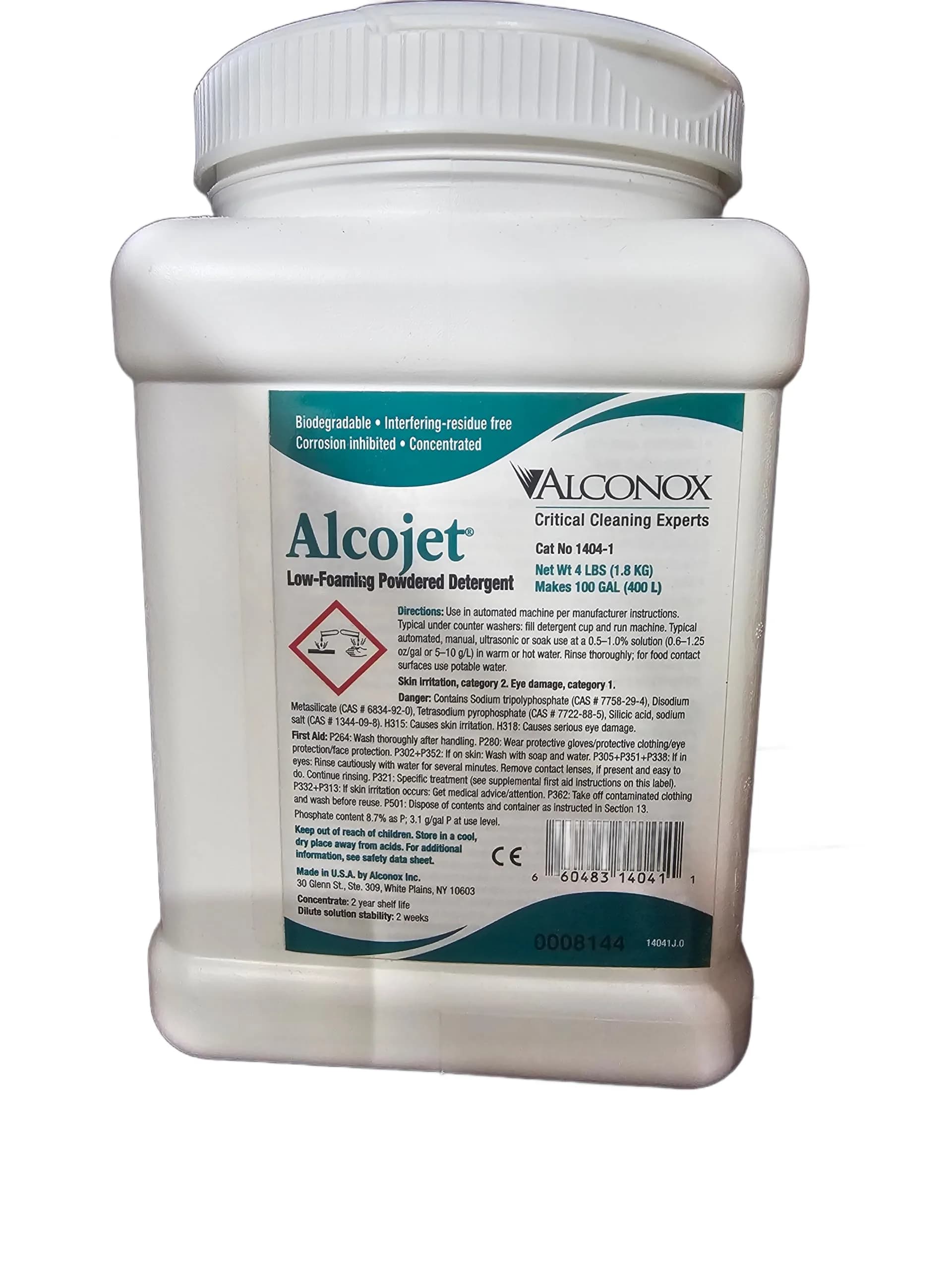 Alconox Alcojet Nonionic Powdered Detergent 4lb | Low-Foaming, USDA Authorized