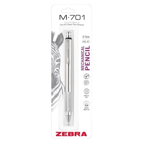 Zebra Pen STEEL M-701 Tactical Mechanical Pencil 0.7mm Medium Point Silver | Durable Stainless Steel Construction thumbnail 1
